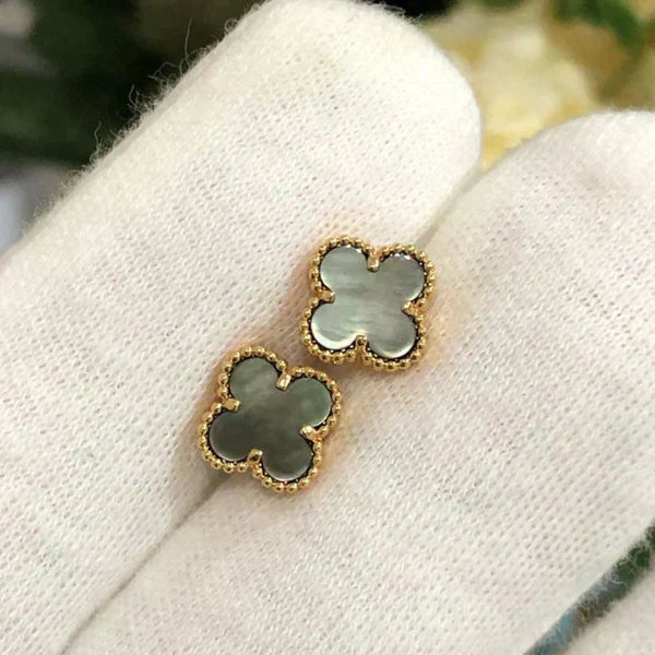 ˇShiny JewelryˇCLOVER MINI 9.5MM GRAY MOP EARRINGS