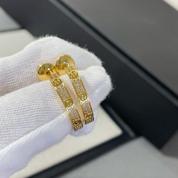 ˇShiny JewelryˇLOVE DIAMOND GOLD HOOP EARRINGS