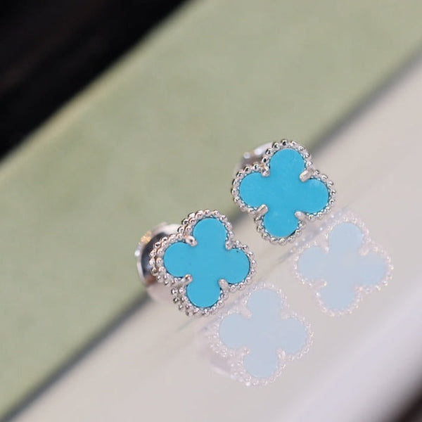 ˇShiny JewelryˇCLOVER MINI TURQUOISE SILVER STUD EARRINGS