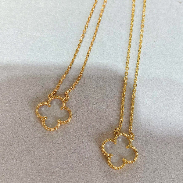 ˇShiny JewelryˇCLOVER ROCK CRYSTAL ROSE GOLD NECKLACE