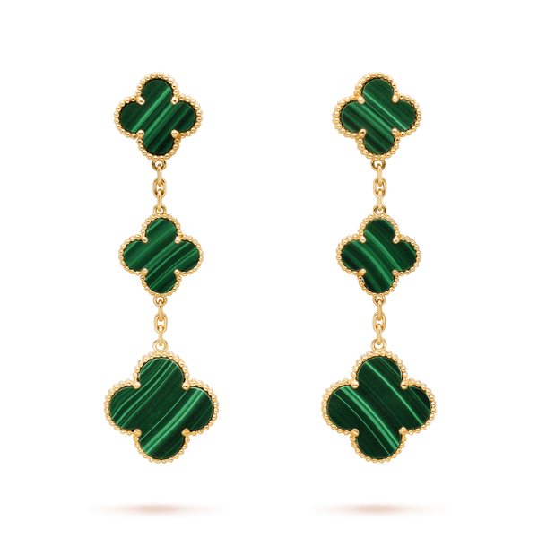 ˇShiny JewelryˇCLOVER MALACHITE 3 MOTIFS GOLD