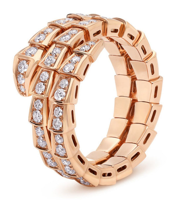 ˇShiny JewelryˇSERPENTI RING PINK GOLD DIAMOND DOUBLE ROW