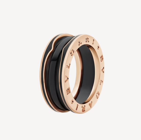 ˇShiny JewelryˇZERO 1 TWO-BAND WITH MATTE BLACK CERAMIC PINK GOLD RING