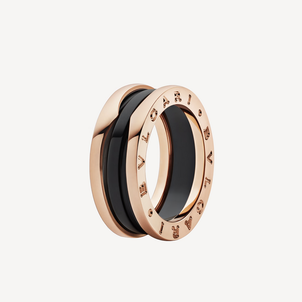 ˇShiny JewelryˇZERO 1 TWO-BAND LOOPS AND BLACK CERAMIC PINK GOLD RING