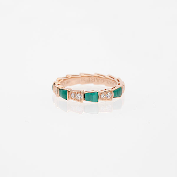ˇShiny JewelryˇSERPENTI RING PINK GOLD MALACHITE DIAMOND 3MM