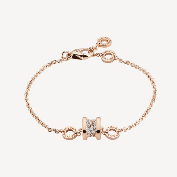 ˇShiny JewelryˇZERO 1 SOFT PINK GOLD WITH PAVED DIAMONDS ON THE SPIRAL BRACELET