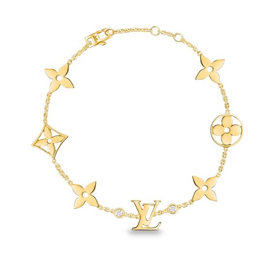 ˇShiny JewelryˇSTAR AND SUN 7 MOTIFS GOLD BRACELET