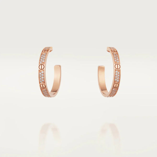 ˇShiny JewelryˇLOVE DIAMOND PINK GOLD HOOP EARRINGS