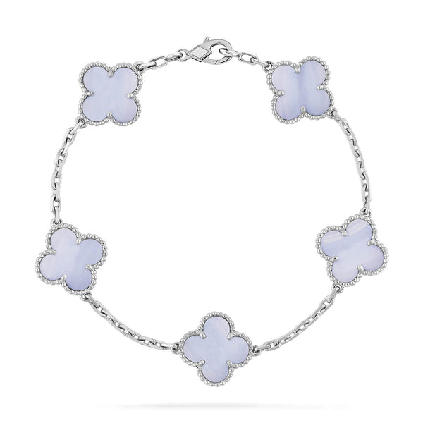 ˇShiny JewelryˇCLOVER  5 MOTIF PURPLE CHALCEDONY BRACELET