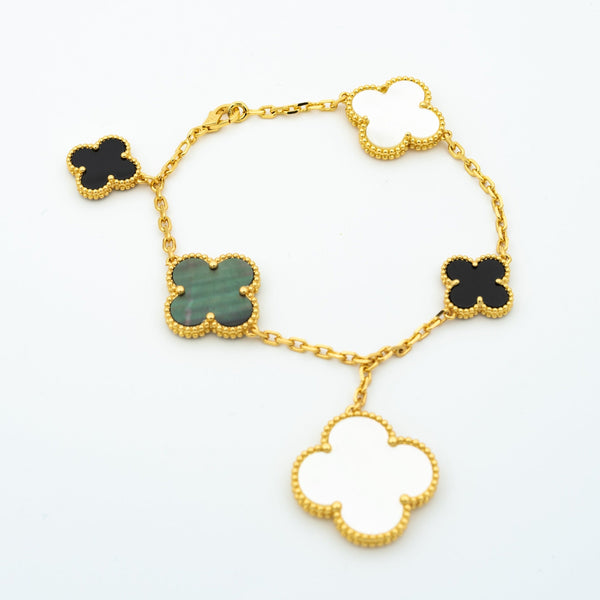 ˇShiny JewelryˇCLOVER BRACELET 5 MOTIFS ONYX MOP