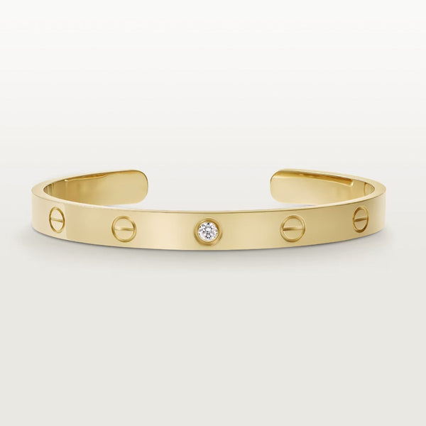 ˇShiny JewelryˇLOVE BRACELET 6.1MM 1 DIAMOND OPEN CUFF