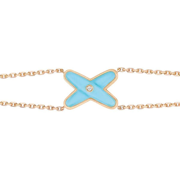 ˇShiny JewelryˇJEUX BRACELET TURQUOISE PINK GOLD 1 DIAMOND